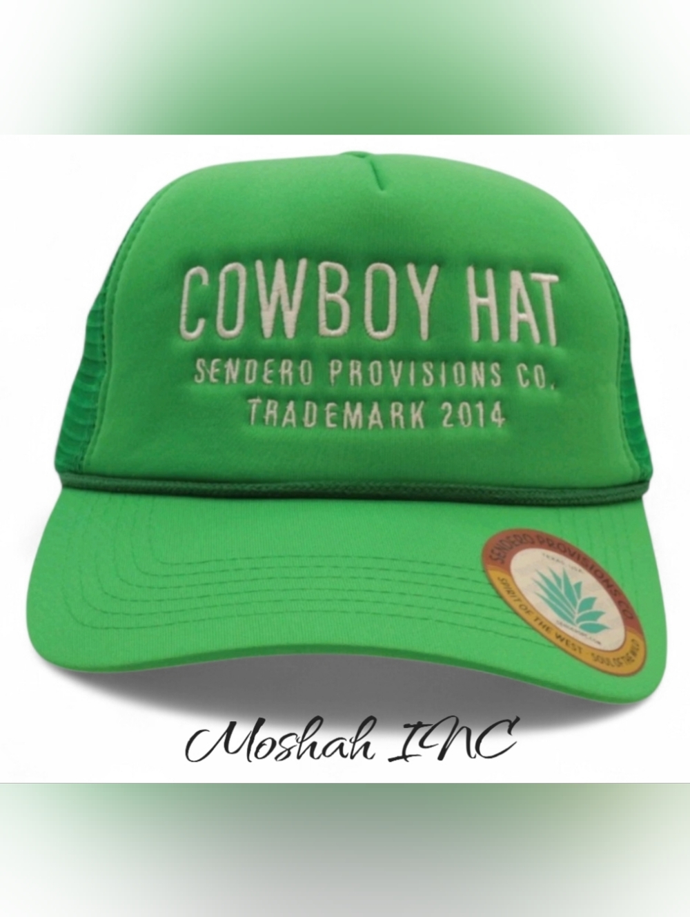 Sendero Provisions Co. Cowboy Mesh Snapback Trucker Hat (Green/White)-One Size